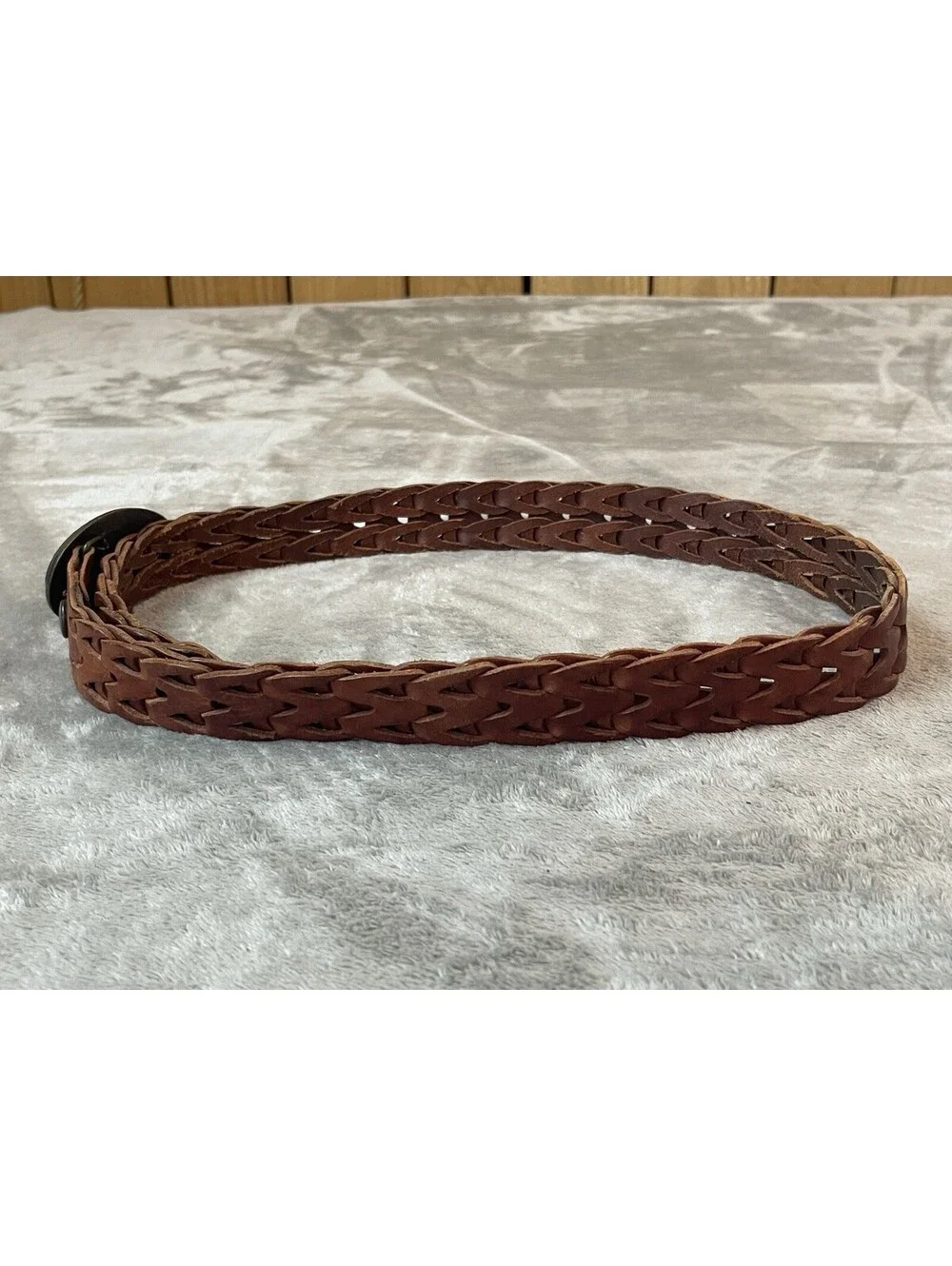 Mens Oden floral Leather Tooled Belt Buckle W/ Brown Leather Braided Belt